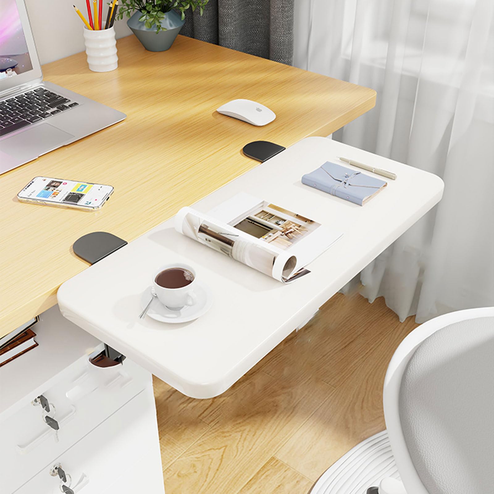 Zenithuxe Ergonomics Desk Extender Tray.Foldable Keyboard Drawer Tray.Computer Elbow Arm Support.Extended Space,no Need To Drill Holes,easy Installation.