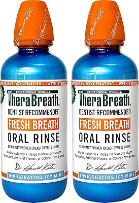 TheraBreath Dentist Recommended Fresh Breath Oral Rinse - Icy Mint Flavor, 16 Fl Oz Pack of 2