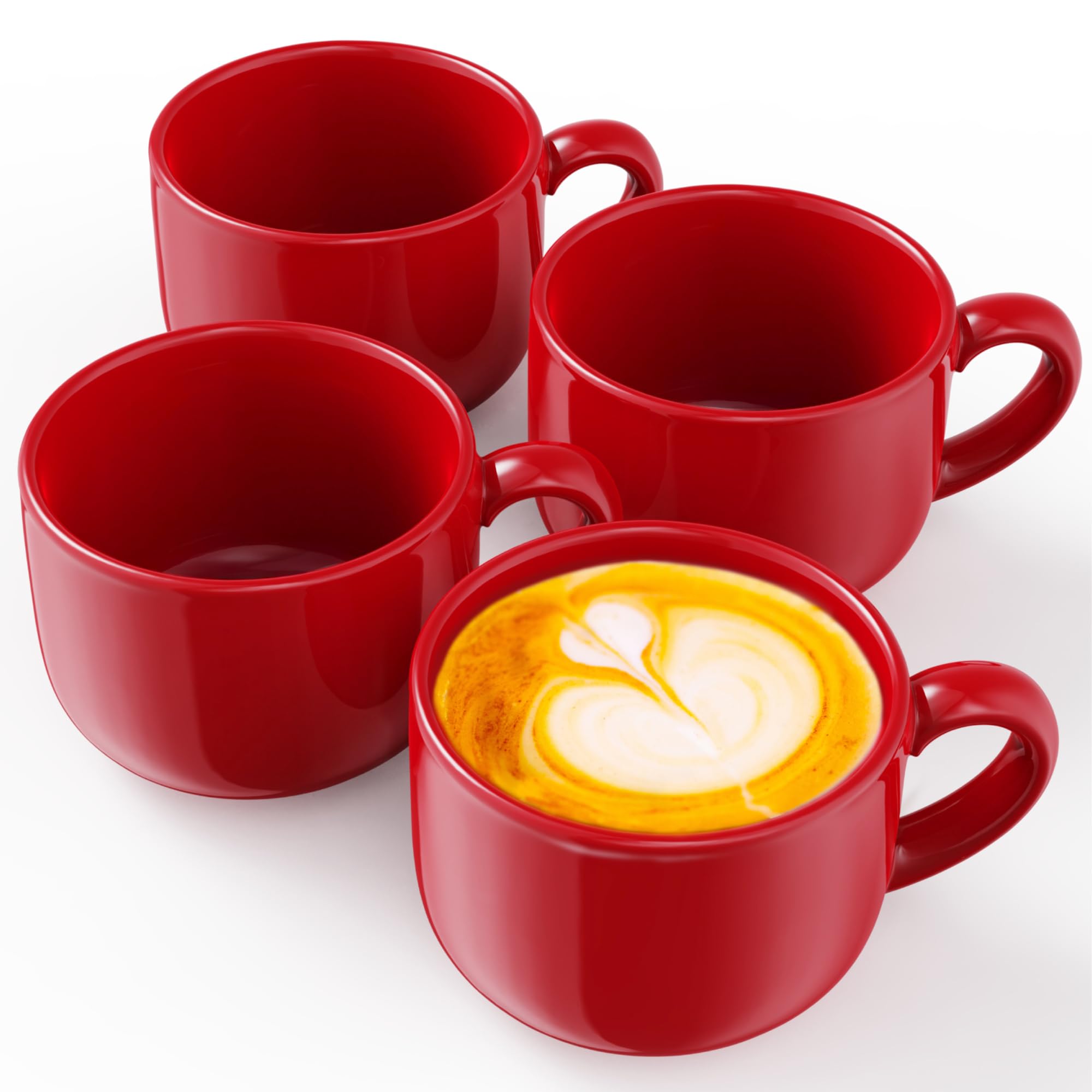 Amazon.com | Omniware Teaz Cafe Jumbo Coffee Mug, Set of 4-24 oz Stoneware  with Large Handle, Dishwasher Safe, Lead-Free Glaze - Cozy Oversized Cup,  Mid-Century Modern Drinkware (Simply Red): Coffee Cups &