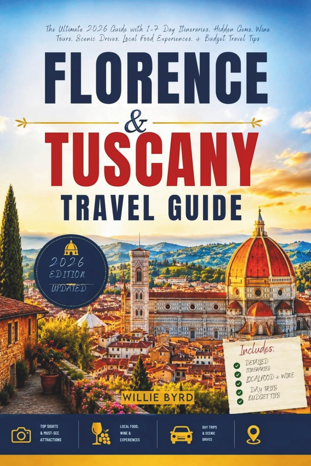FLORENCE & TUSCANY TRAVEL GUIDE 2026: The Ultimate 2026 Guide with 1–7 Day Itineraries, Hidden Gems, Wine Tours, Scenic Drives, Local Food Experiences, & Budget Travel Tips