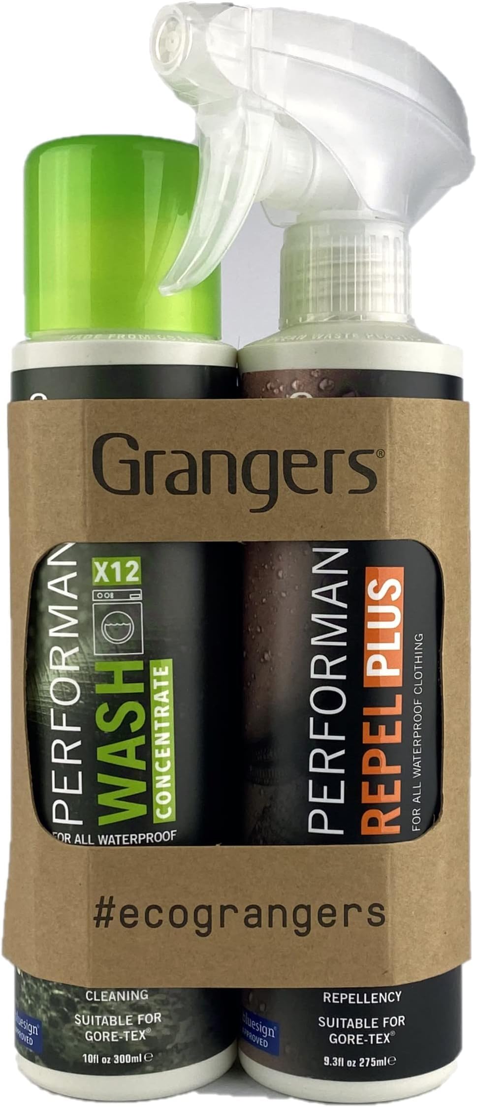 Grangers Eco Twin Pack – Performance Wash and Performance Repel Plus | 300ml/275ml | Cleans, Refreshes and Reproofs All Outdoor and Sports Clothing