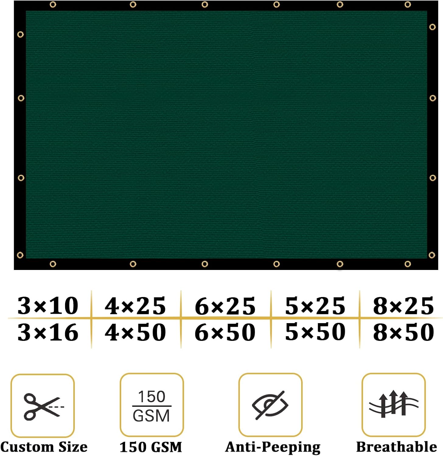 Shade&Beyond 8' X 25' Fence Privacy Screen Heavy Duty 170 GSM Fencing Mesh Shade Net Cover for Wall Garden Yard Backyard Indoor Outdoor Home Decoration, Green