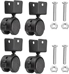 PATIKIL 1.5" Swivel Caster with 0.79" U Bracket, 4 Pack 360° Rotation Nylon Swivel No Noise Wheel with Brake Locking Caster for Furniture Legs Black