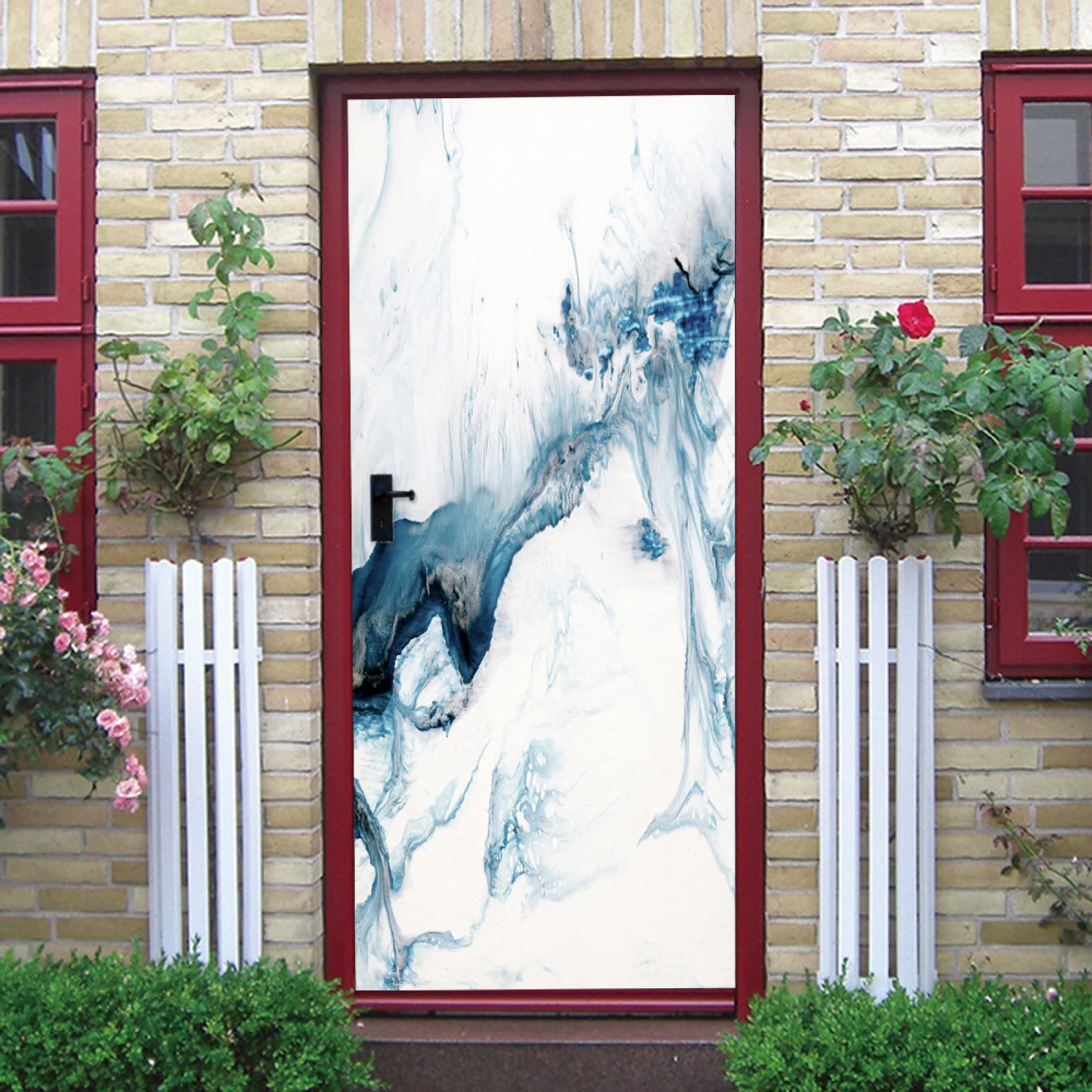 3D-Deurstickers Voor Binnendeuren Marmer Zwart Witte Textuur 95 X 215 Cm Vinyl Waterdichte Zelfklevende Deur Muurschildering Stickers Voor Slaapkamer Kantoor Badkamer Kinderkamer Keuken - Deur Foto D