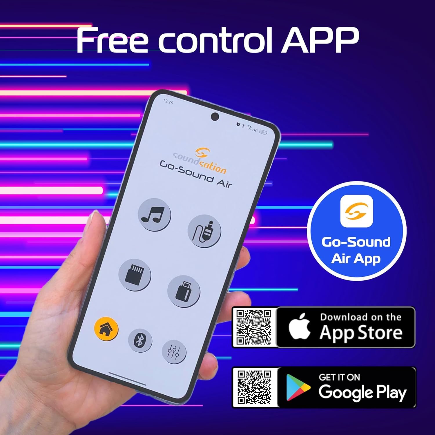 Rockstar - Sistema de Megafonía Portátil con Batería Recargable GoSound 10Air, 360W, Bluetooth, App Control, Micrófono Inalámbrico VHF, USB/SD, Ecualizador Gráfico, Ideal para Eventos y Exteriores