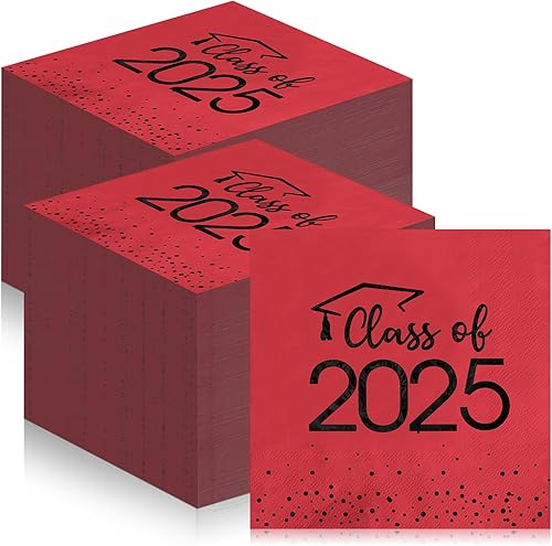100Pcs Class of 2023 Graduation Napkins,Disposable Congrats Grad Napkins,Congratulation Foil Dot Paper Hand Towels for 2023 High School University