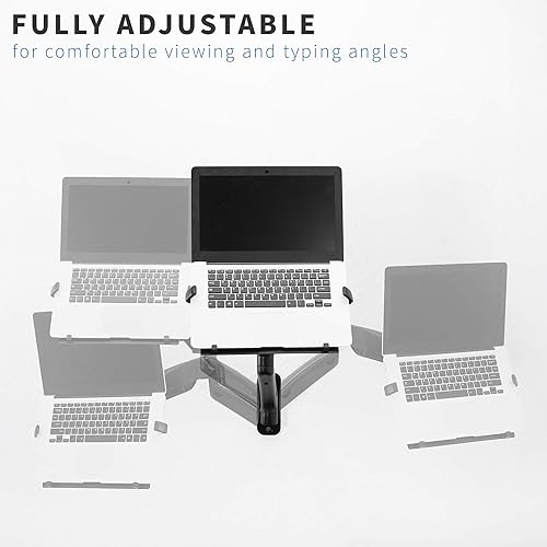 Miniatura 6 de VIVO Soporte de pared para portátil de brazo extendido neumático ajustable en altura, bandeja articulada de movimiento completo, se adapta a