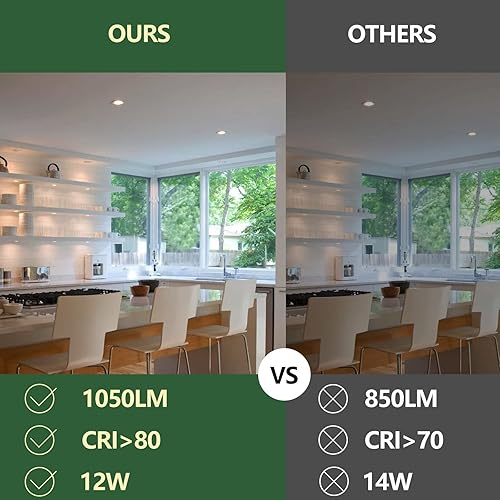 Miniatura 5 de Paquete de 12 lámparas de techo LED ultrafinas de 6 pulgadas con caja de conexiones 3CCT 3000K4000K5000K seleccionables 12W Eqv 110W luz descendente