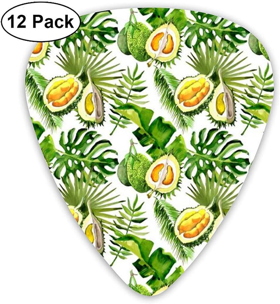 Durian Palm Tree Pattern Guitar Picks 12 Pack-3 Different Sizes Includes Thin, Medium & Heavy