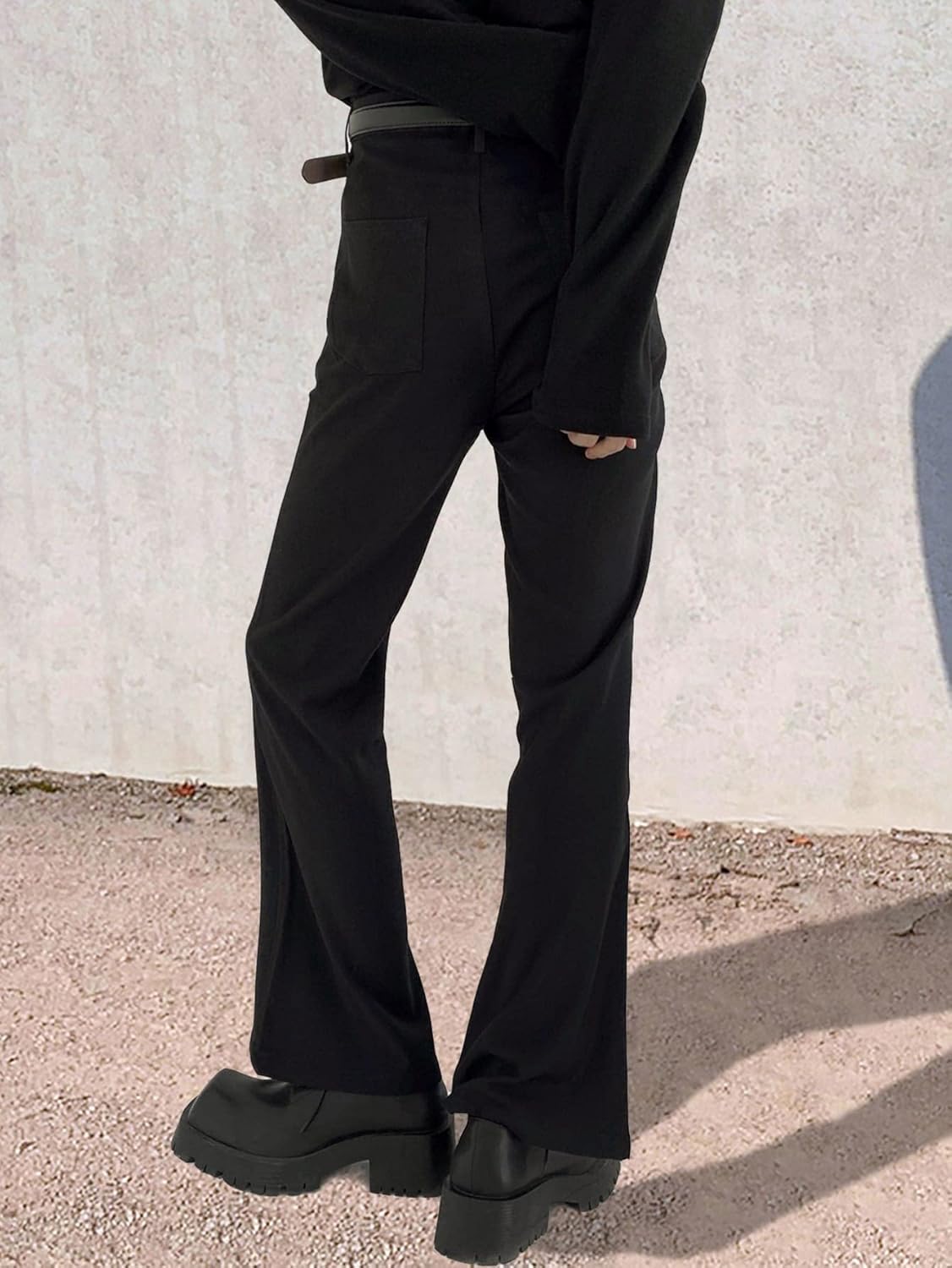 GORGLITTER Men's Flare Baggy Dress Pants Wide Leg Pleated Causal Slacks Office Business Suit Trousers with Pockets - Image 2