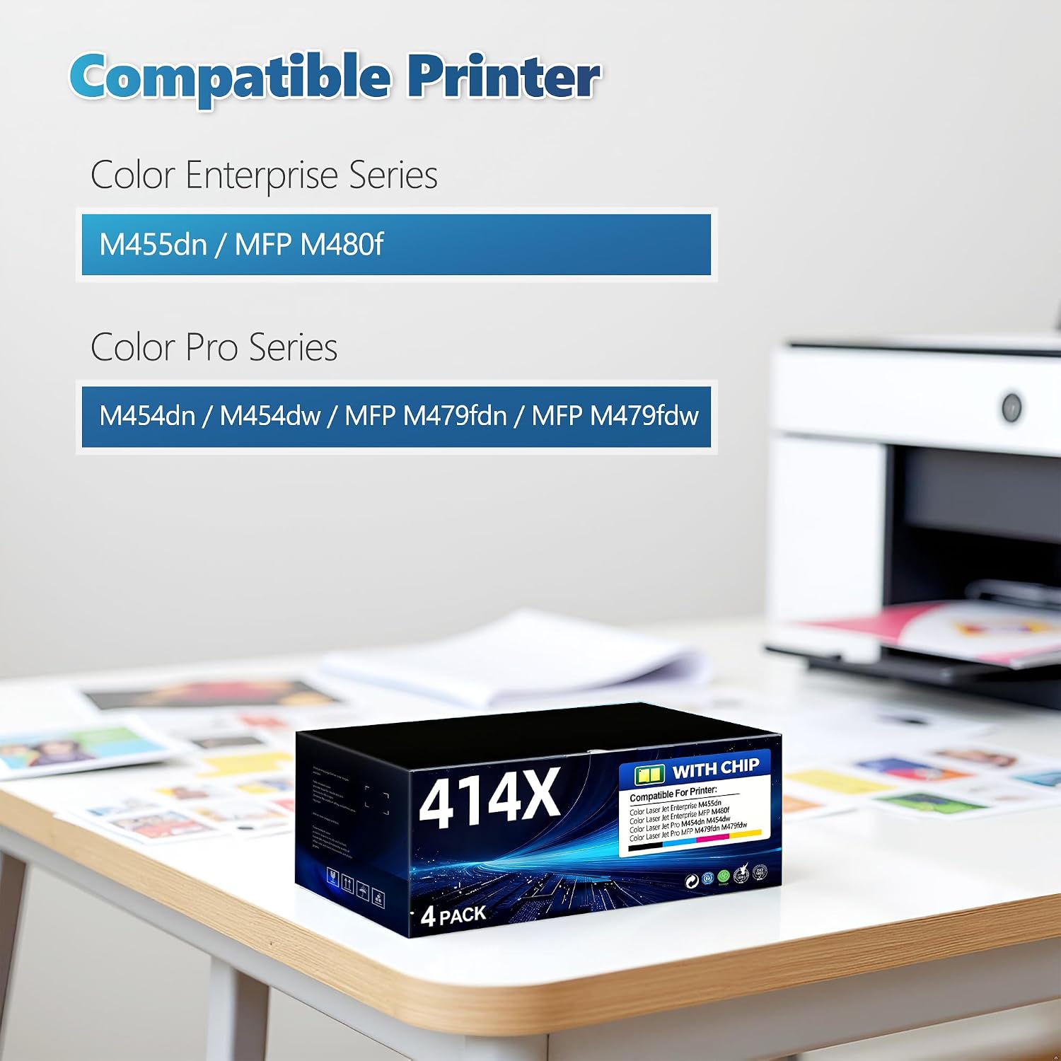 414X Toner Cartridges 4 Pack | Replacement for HP 414X 414A Work for Color Pro MFP M479fdw M479fdn M454dw M454dn M454 M479 Printer Ink | W2020X HighYield Toner Black Cyan Yellow Magenta