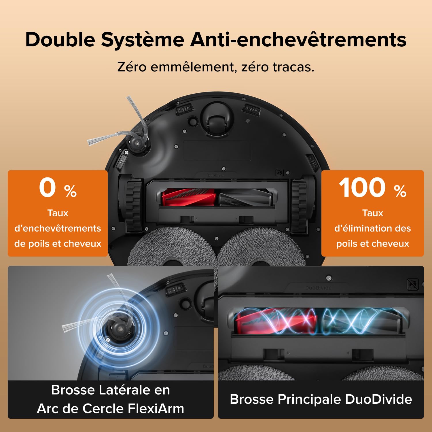 roborock Qrevo Edge 2 Set Robot Aspirateur Laveur, 25 000 Pa, Lavage des Serpillières à l'eau Chaude à 80°C, Évite 280+ Obstacles, Système Anti-enchevêtrement, 7,98cm Mince,Technologie FlexiArm, Noir