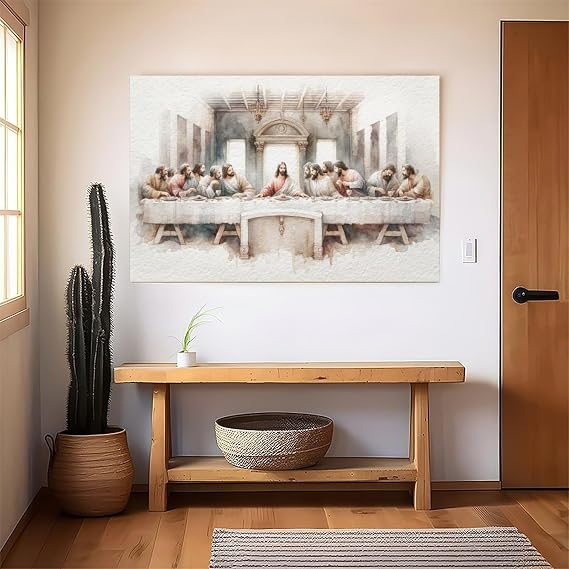 9W The Last Supper Canvas Poster Art Print Christian Painting of The Eucharist Lord's Supper Painting Bible Verse Wall Art Decor For Living Room Bedroom Easter (54)