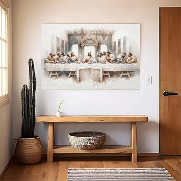 9W The Last Supper Canvas Poster Art Print Christian Painting of The Eucharist Lord's Supper Painting Bible Verse Wall Art Decor For Living Room Bedroom Easter (54)