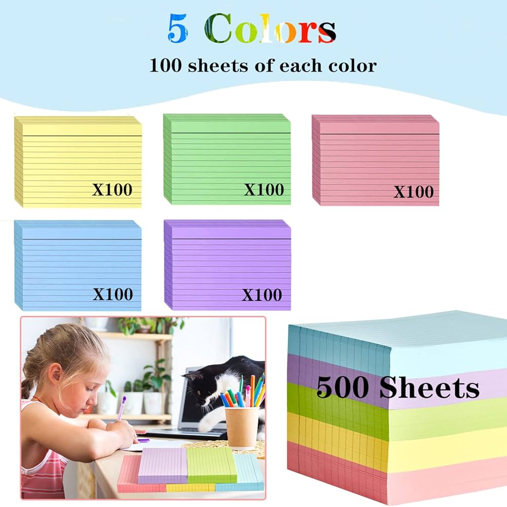 Flash Revision Record Index Cards - 500 Pieces A6 Size 150 GSM