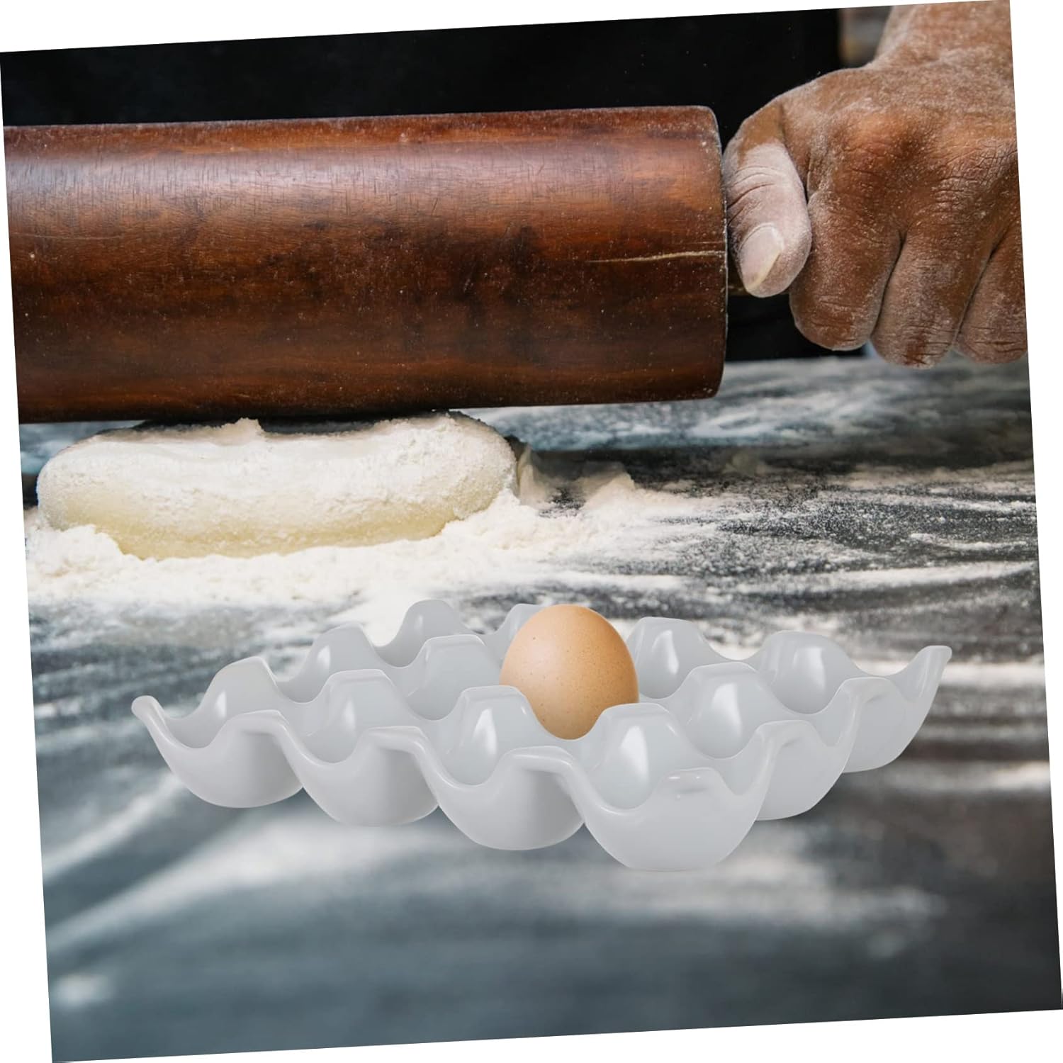 Ceramic Egg Carrier 12 Grids Egg Fridge Organizer Trays for Refrigerator Easy Clean Protects Easter Display Stand