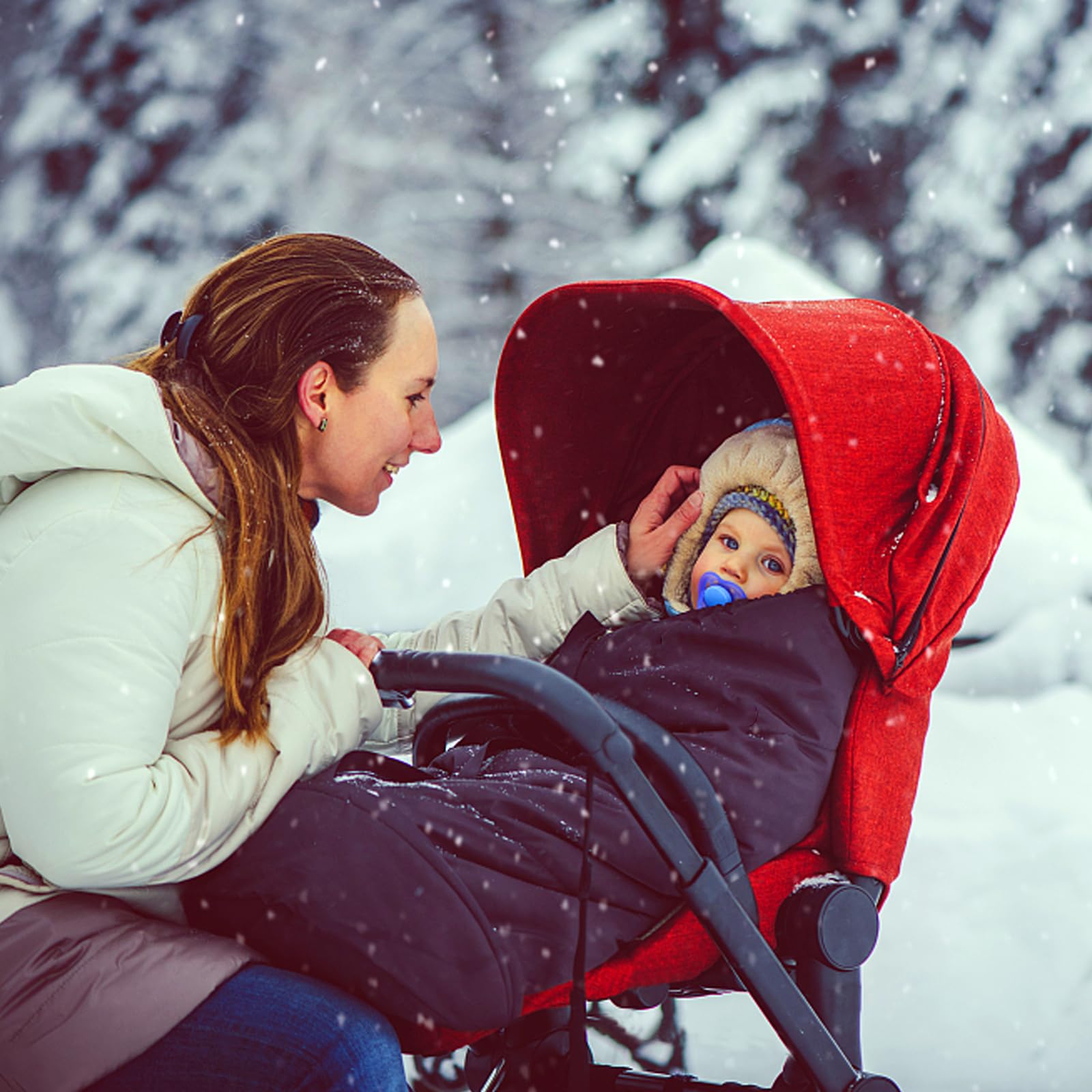 Qooloo Sacco Termico Passeggino Universale, Coprigambe Passeggino, Sacco Termico Passeggino Invernale, Cappuccio, Impermeabile, lavabile