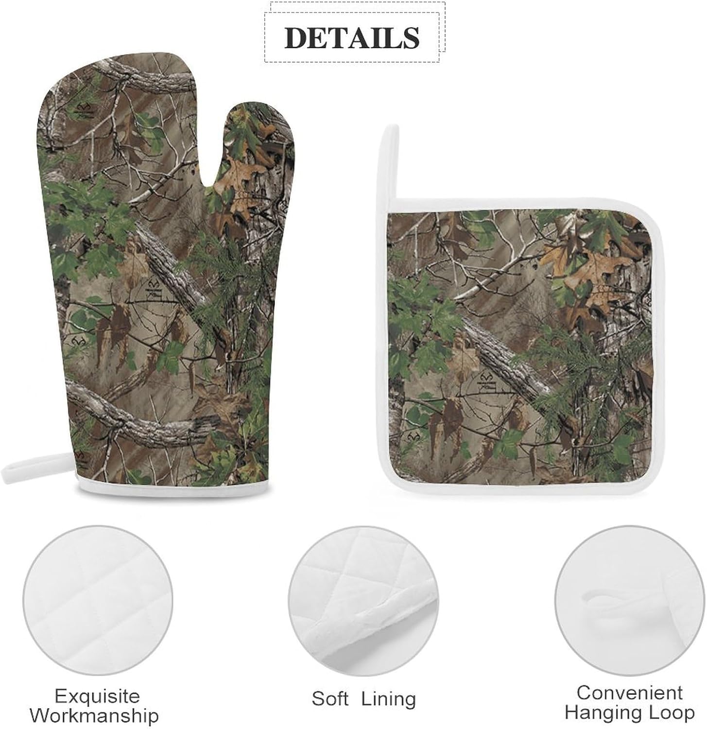 Camouflage Trees Oven Mitts and Pot Holders 4Pcs Set Heat Resistant Cooking Mitts Hot Pads