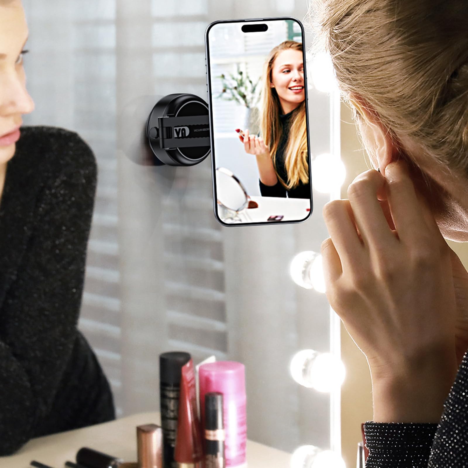 Supporto portatile sicuro per auto con aspirazione a vuoto per navigazione, videochiamate, guida sicura, supporto per smartphone