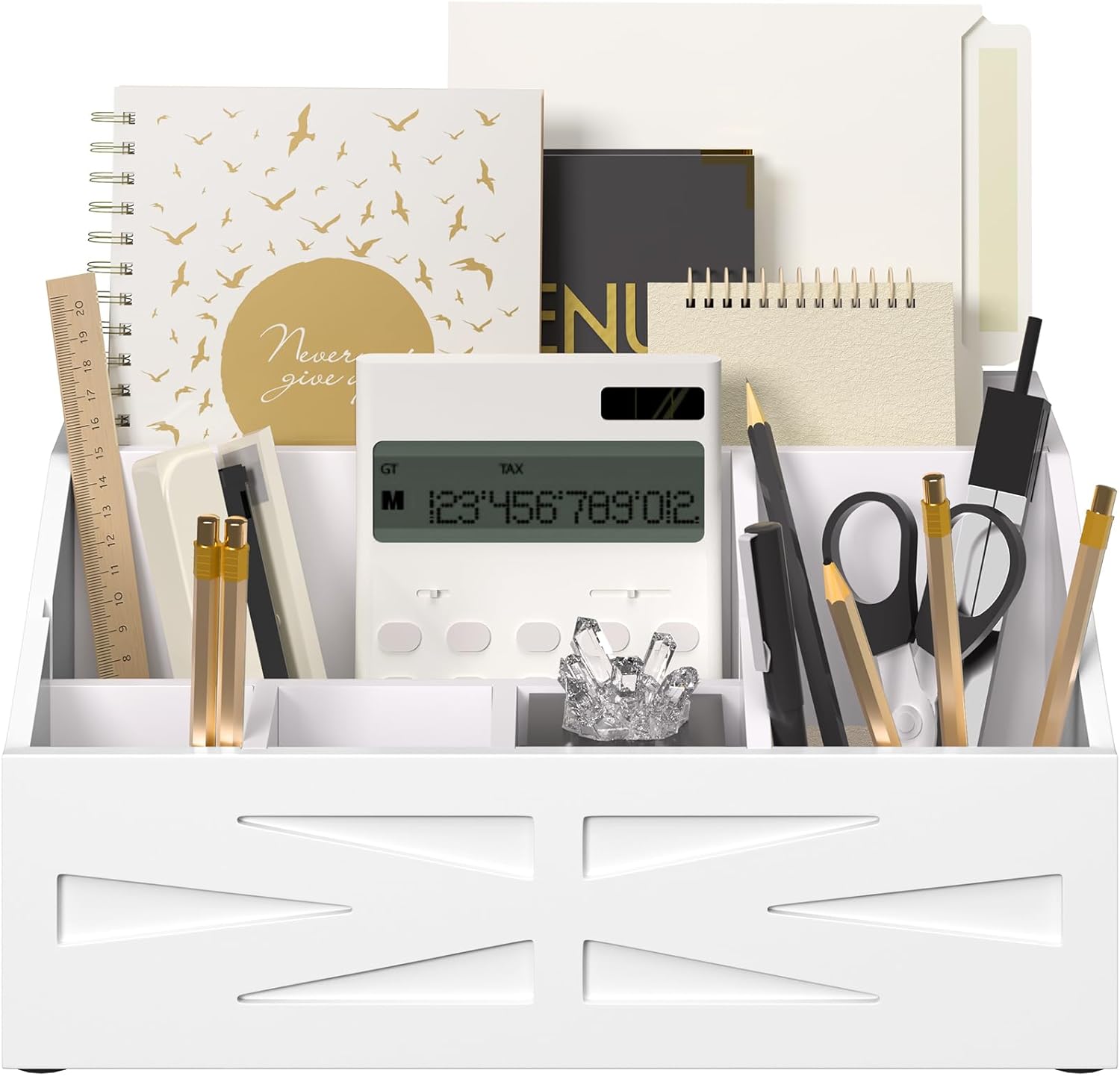 Wood Mail Organizer Countertop,Farmhouse Desk and Kitchen Countertop Storage, Letter Sorter, Desk Mail Organizer and Bill Organizer, Desktop File and Paper Holder White