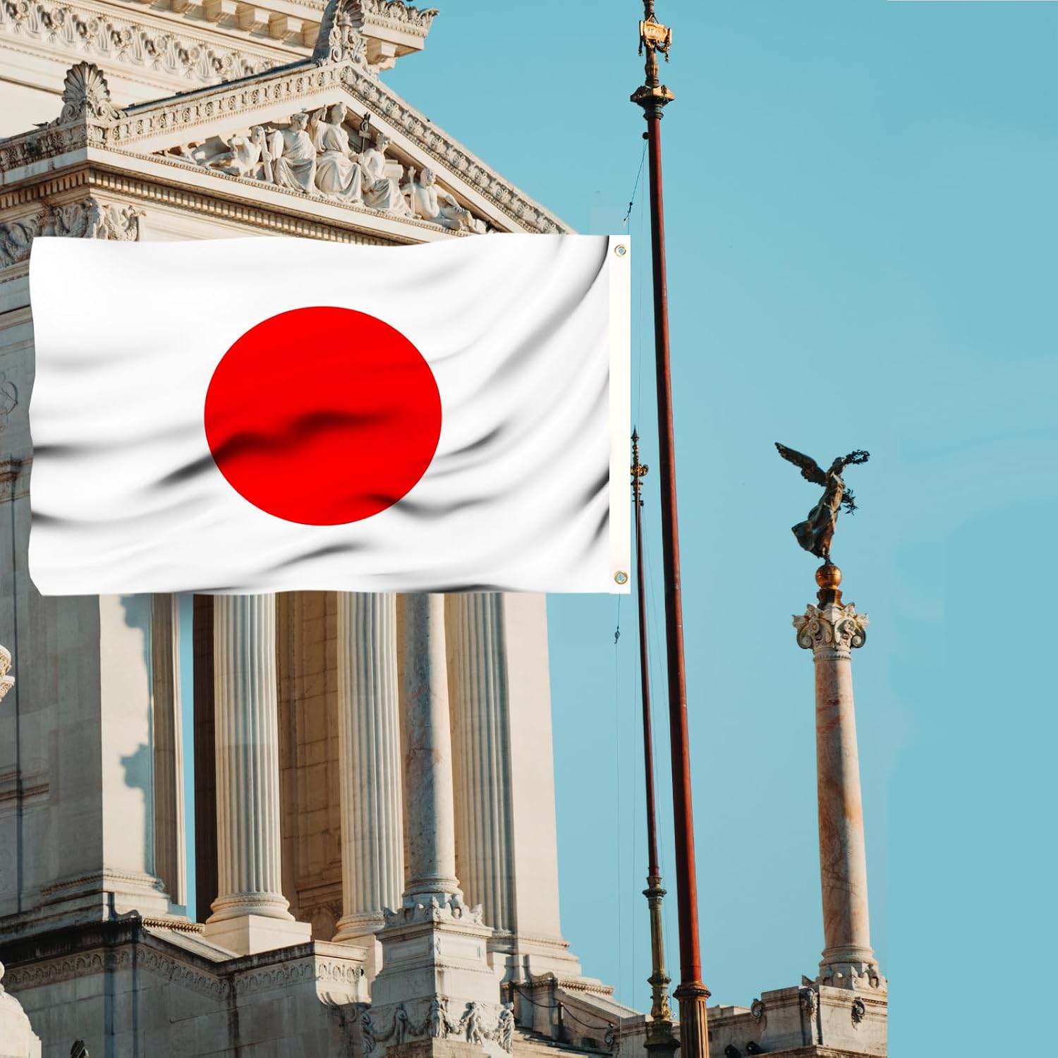 Japan Flag 3x5 Double Sided Japanese National Flag 3 Ply 240D Polyester Fiber Bright Color with Durable Canvas Header and 2 Non Fading Brass Grommets