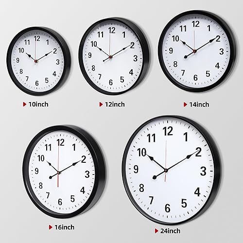 Miniatura 3 de LEIKE Reloj de pared grande de metal de 24 pulgadas, color negro, cuarzo silencioso retro, funciona con pilas, decorativo para patio, cocina, sala