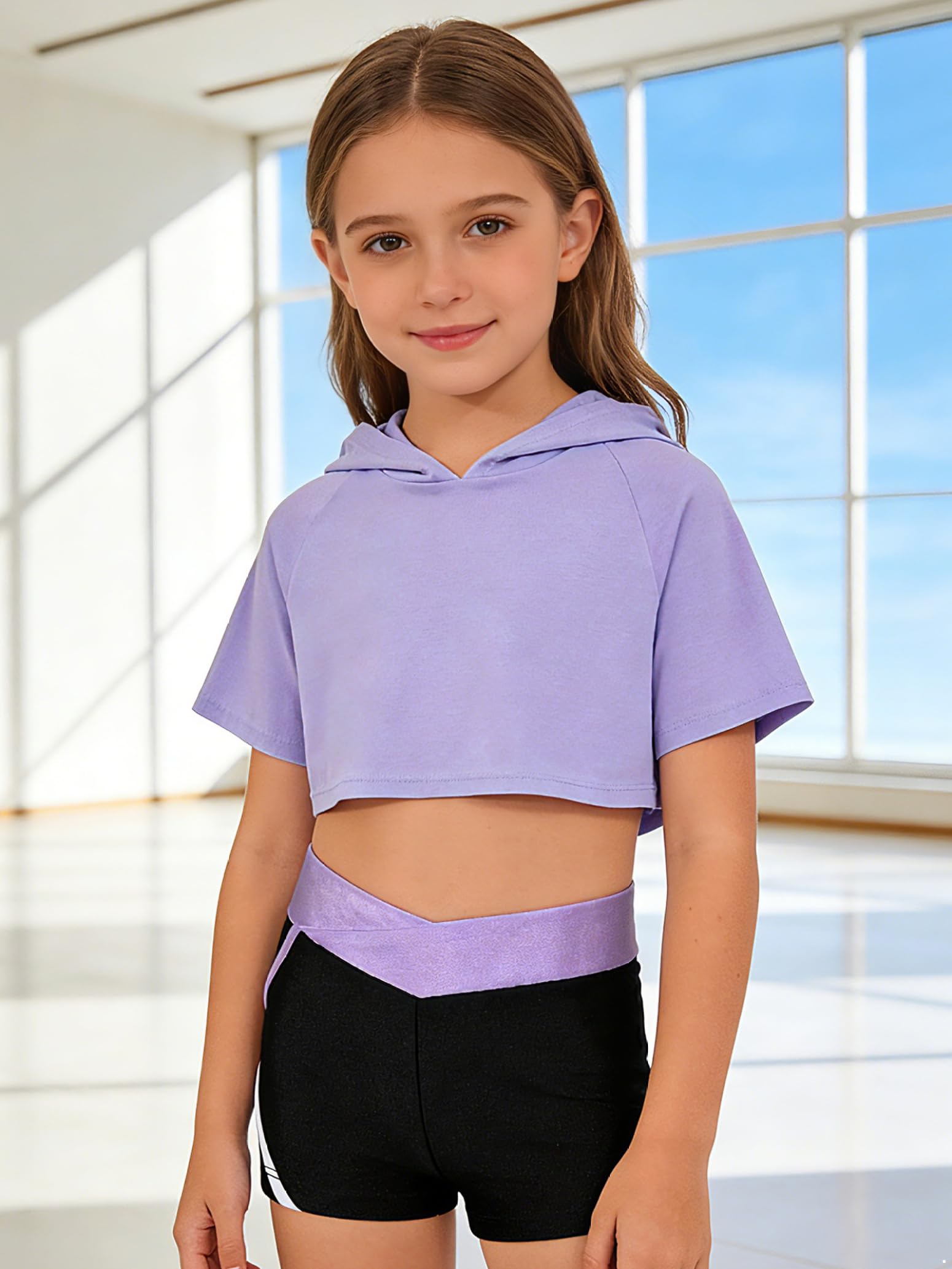 Mädchen Bekleidungssets Kapuzenpullover und Crop Top mit Shorts Sommer Sportanzug Sport Kleidung 3 Teilig Outfit Set Trainingsanzug Jogginganzug