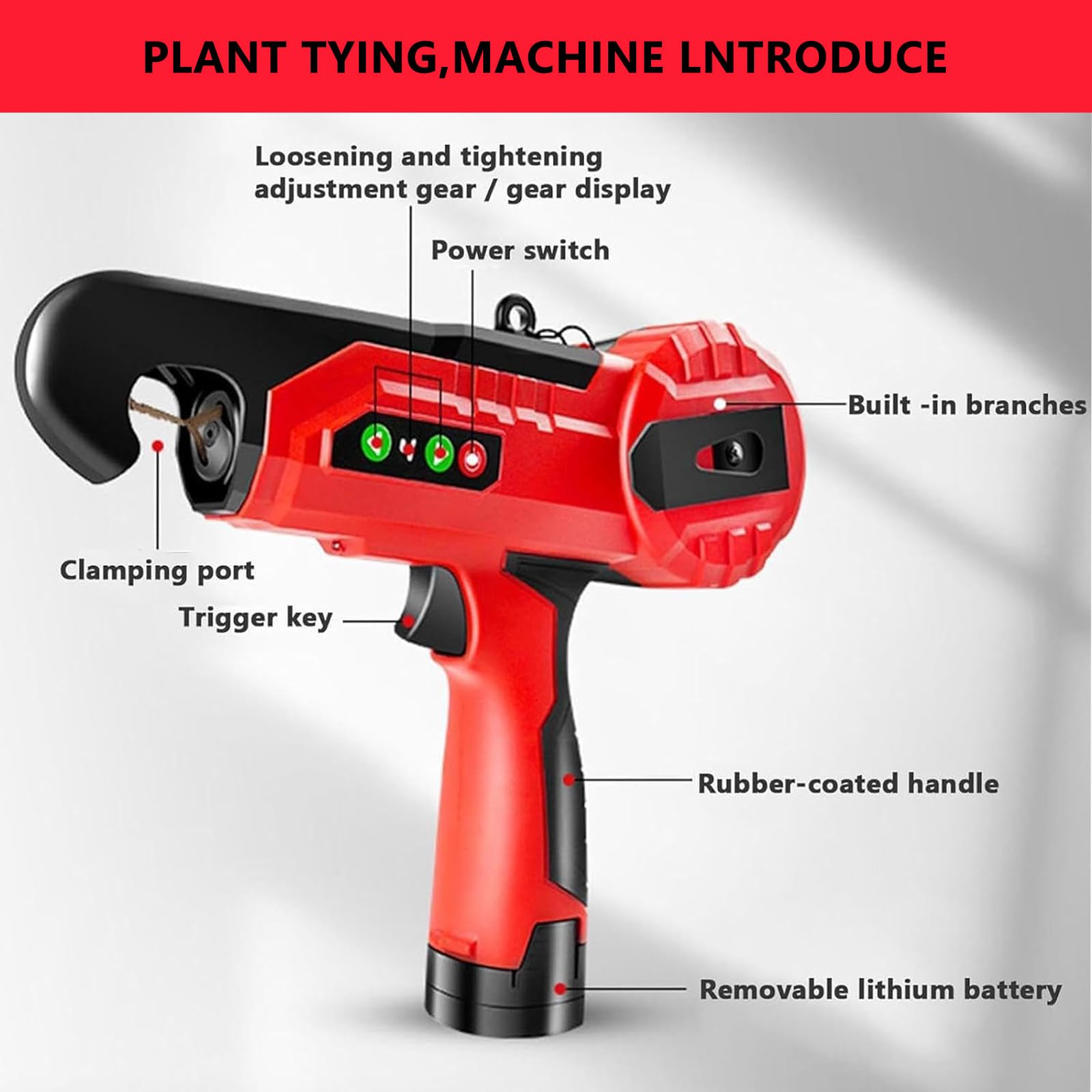 Legatrice elettrica per piante Legatrice per piante per legare pomodori, peperoni e cetrioli in modo rapido e semplice, ideale per giardinieri agricoltori, compresi pezzi di ricambio,2batteries