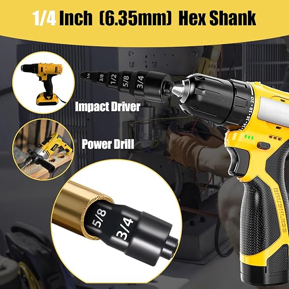 HVAC Repair Tool - HVAC Swaging Tube Expander 5 in 1 Air Conditioner Copper Pipe Expander Swage Drill Set Copper Tubing Tool with Hex Shank 1/4, 3/8, 1/2, 5/8, 3/4 Bits