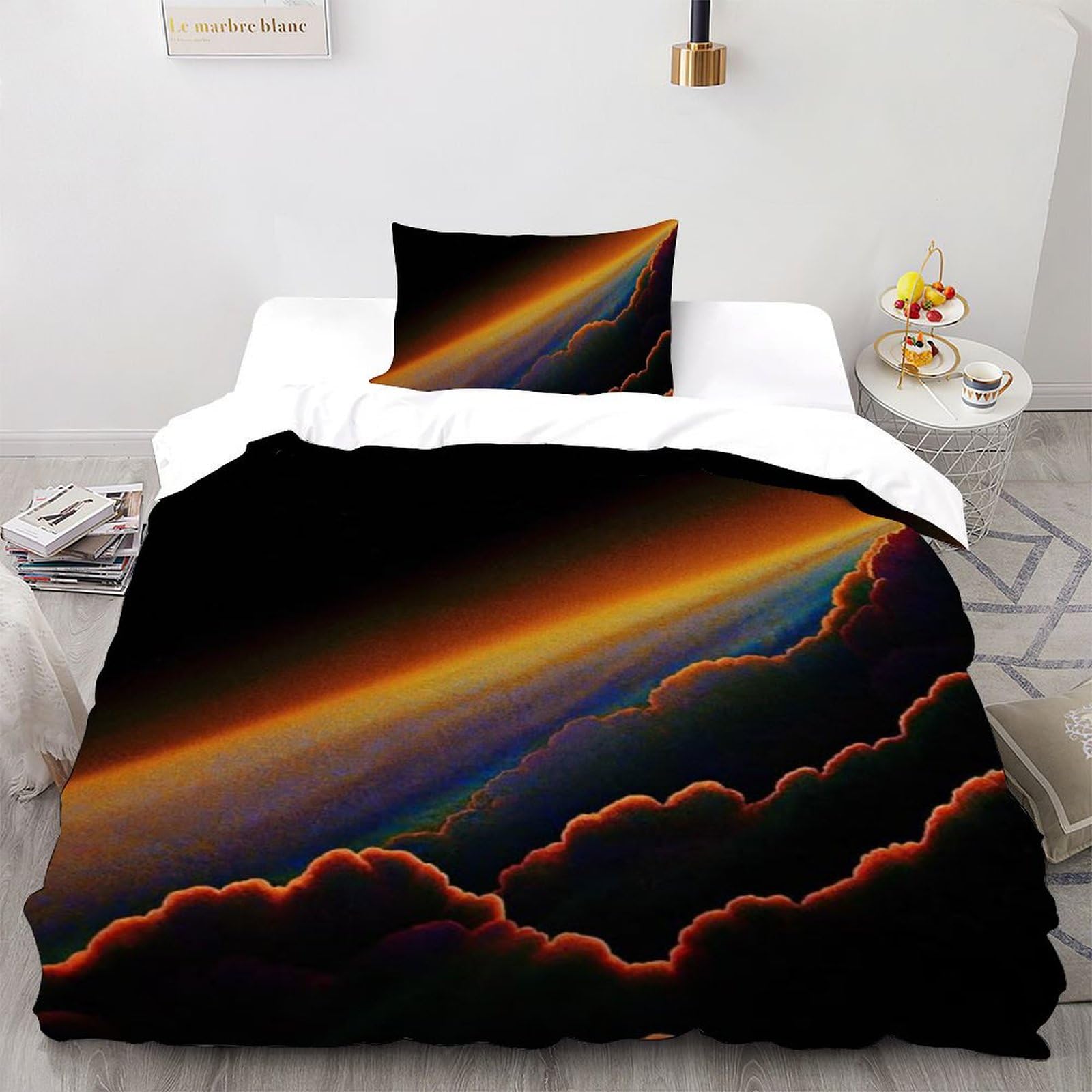 Housse de couette fille sans repassage 135x200 microfibre arc-en-ciel
