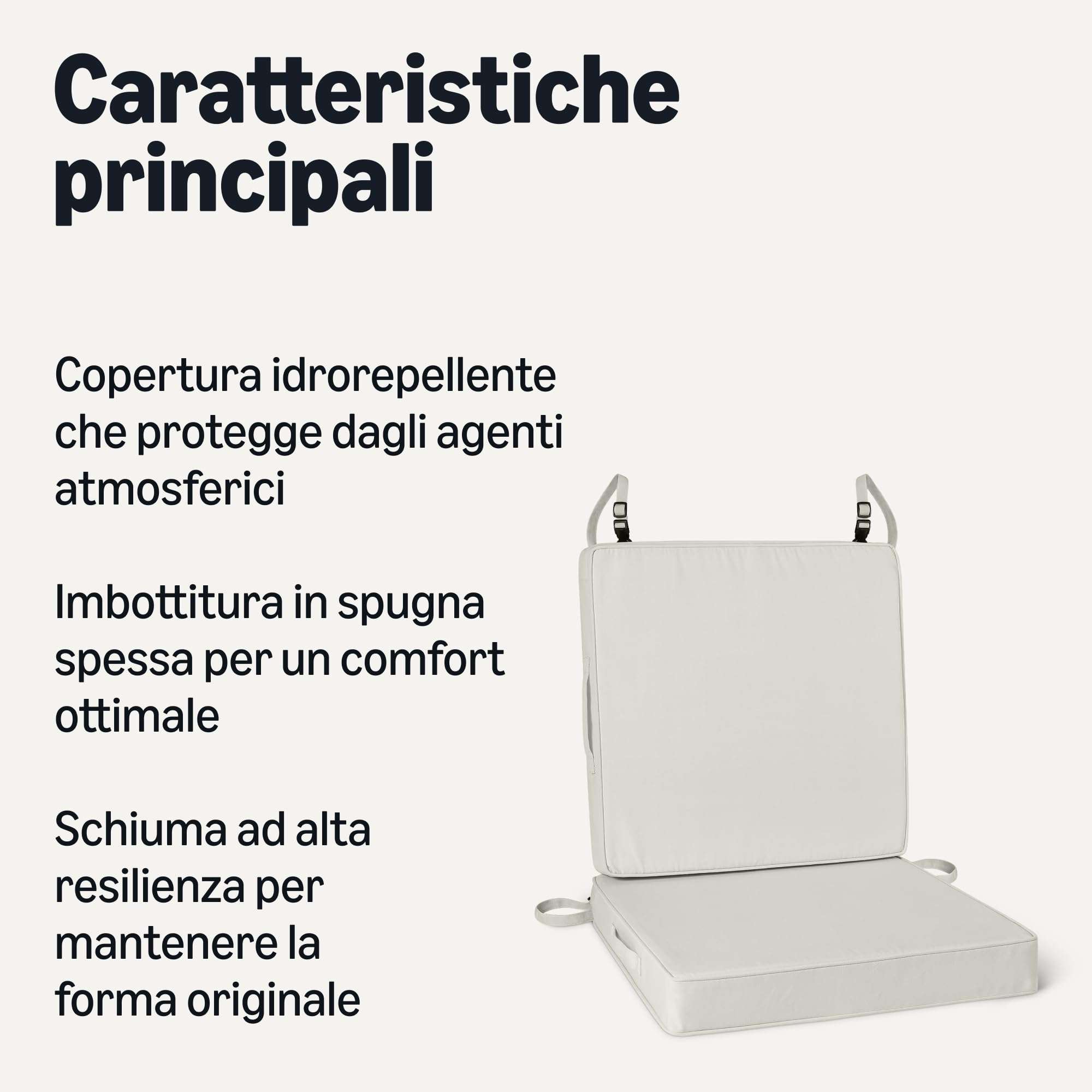 Amazon Basics - Cuscino per Sedia da Giardino. 55.9x55.9x7.6 cm. Beige. Confezione da 2