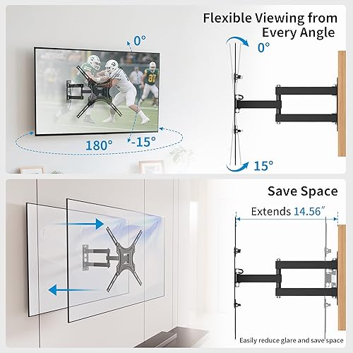 Miniatura 3 de Soporte de pared para monitor de TV de movimiento completo con giro, inclinación y extensión, se adapta a televisores y monitores de pantalla plana