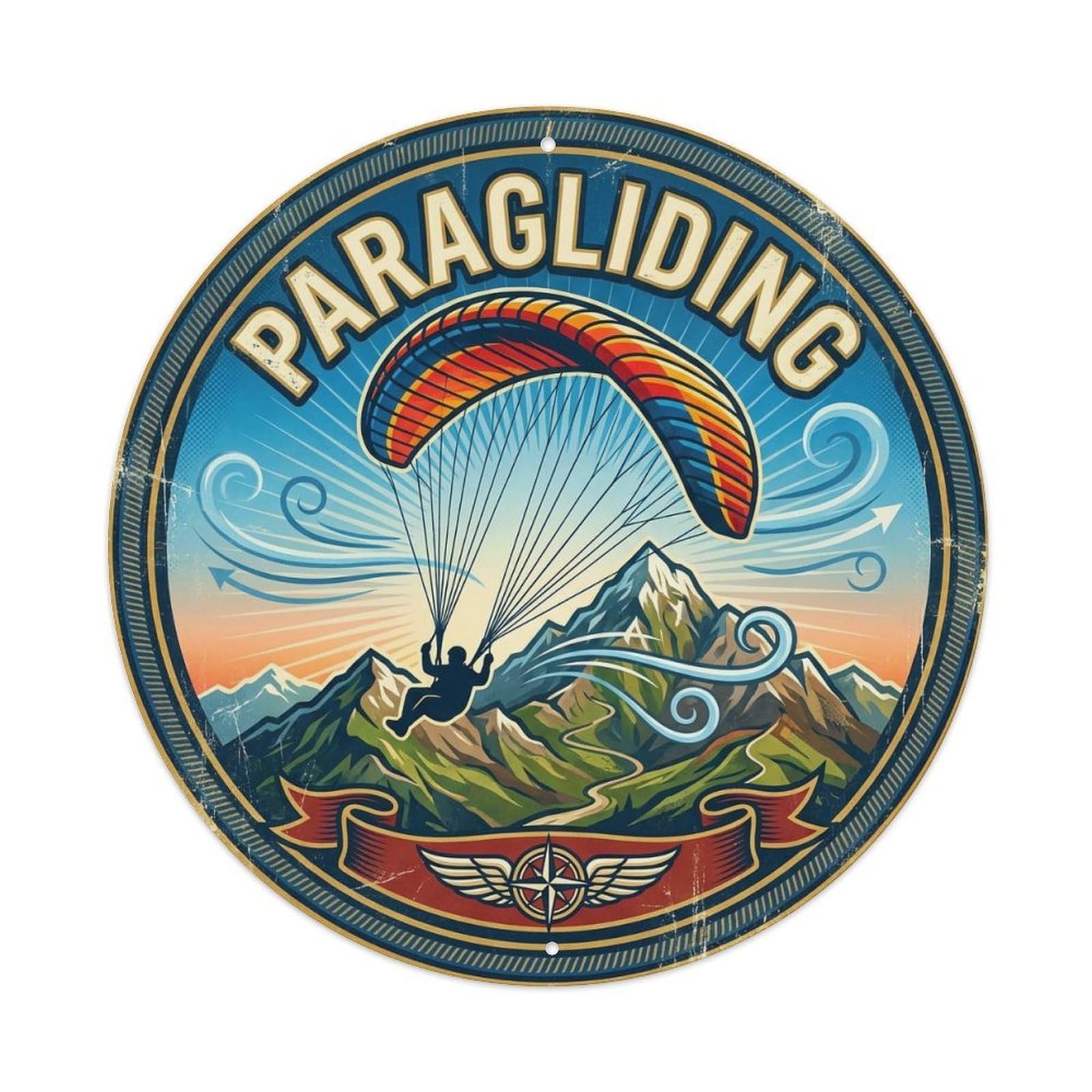 Vintage Paragliding Extreme Sports Badge Metal Tin Sign