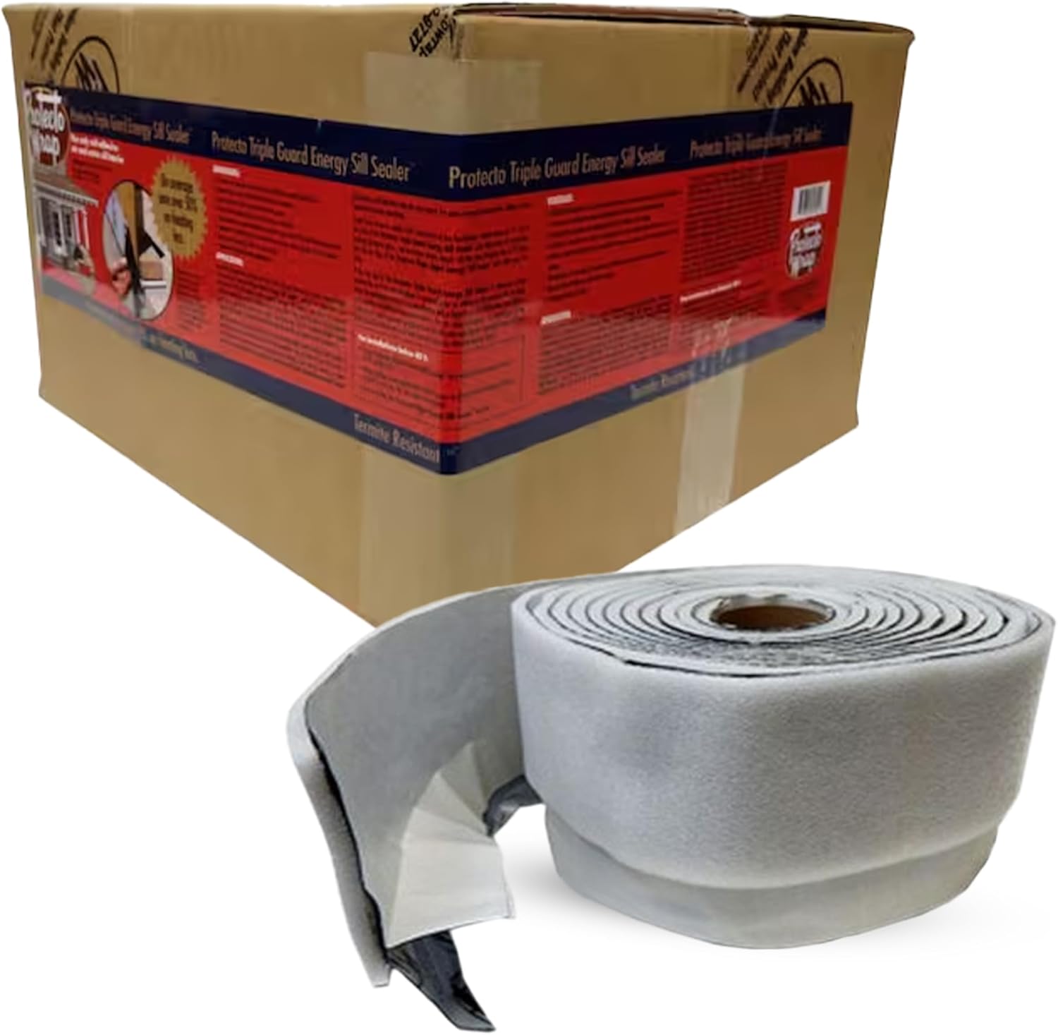 Protecto Wrap Triple Guard Sill Sealer – Self Adhesive Air and Moisture Sill Barrier for Foundation and Framing – Air, Moisture & Insect Sill Barrier – 3-1/2" x 25' Roll