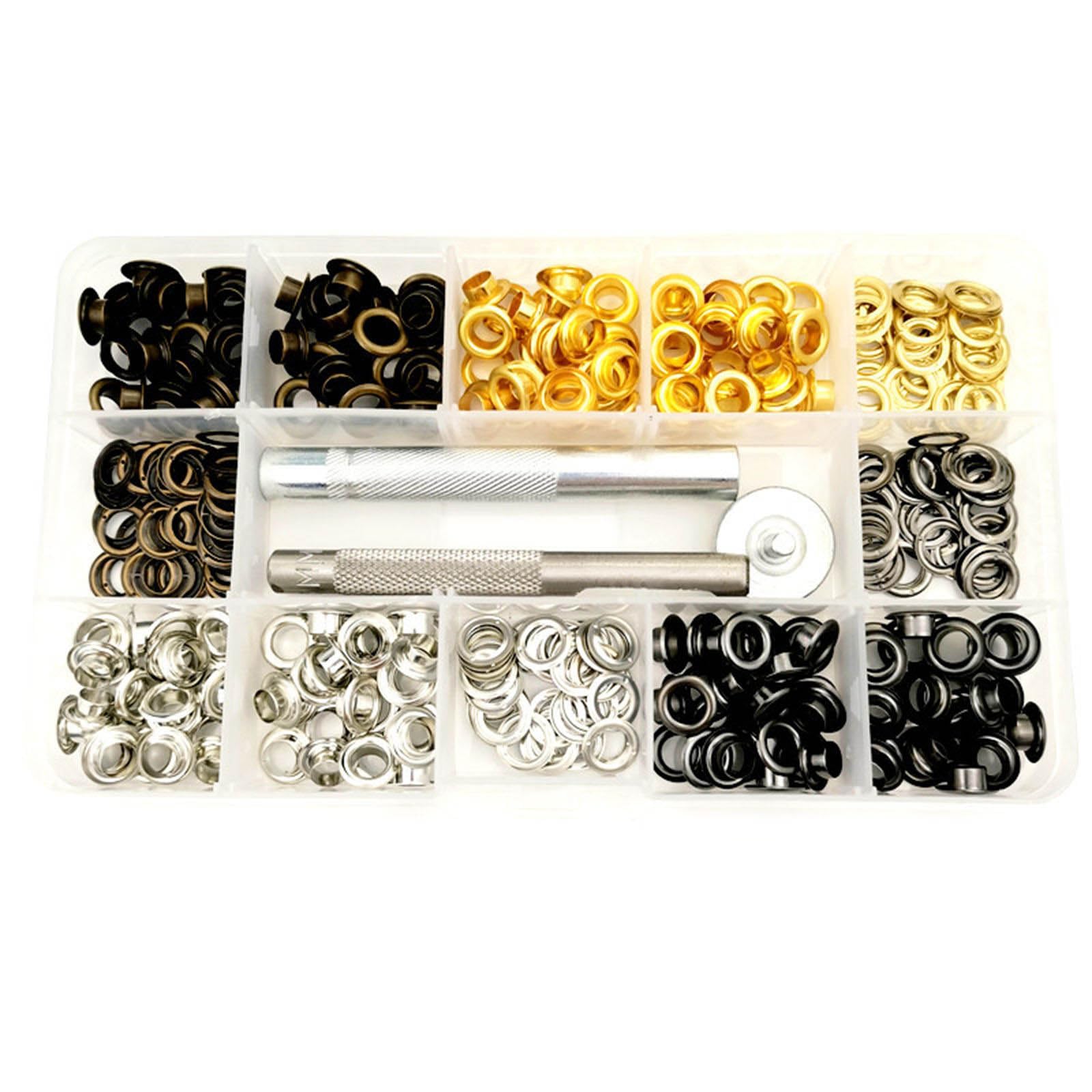 Kalttoy Multicolor 200Pcs 6Mm Tarpaulin Eyelet Eyelet With Setting Punching Tool For Tarpaulin Canvas Curtain Clothes Leather Craft Repair Tarp Repair Grommet