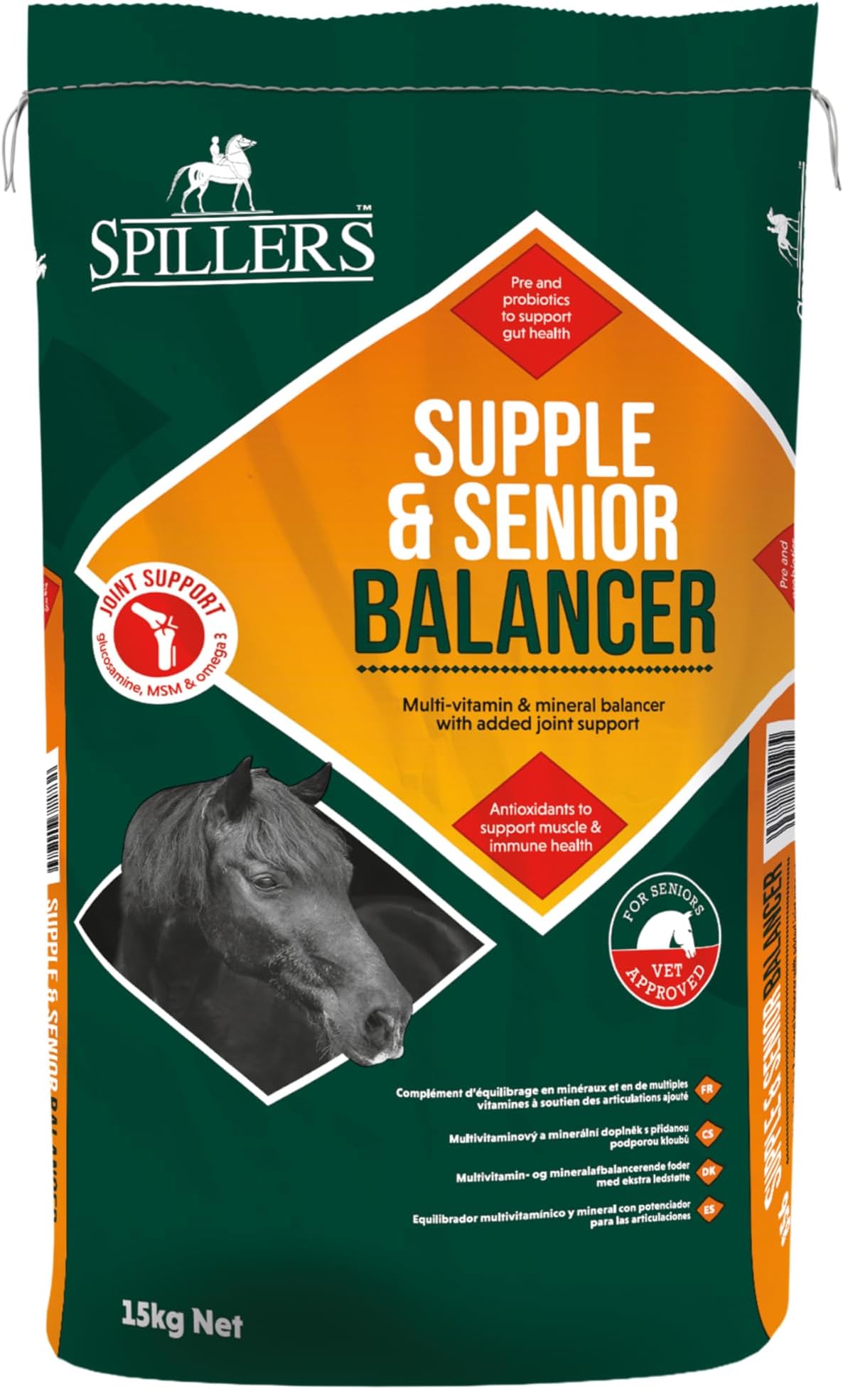 SPILLERS Supple & Senior Balancer Horse Feed, 15KG - Horse Feed to Provide a Balanced Diet for Horses and Ponies with Added Joint Support - Contains Biotin, No Added Iron - Supports Hoof Health