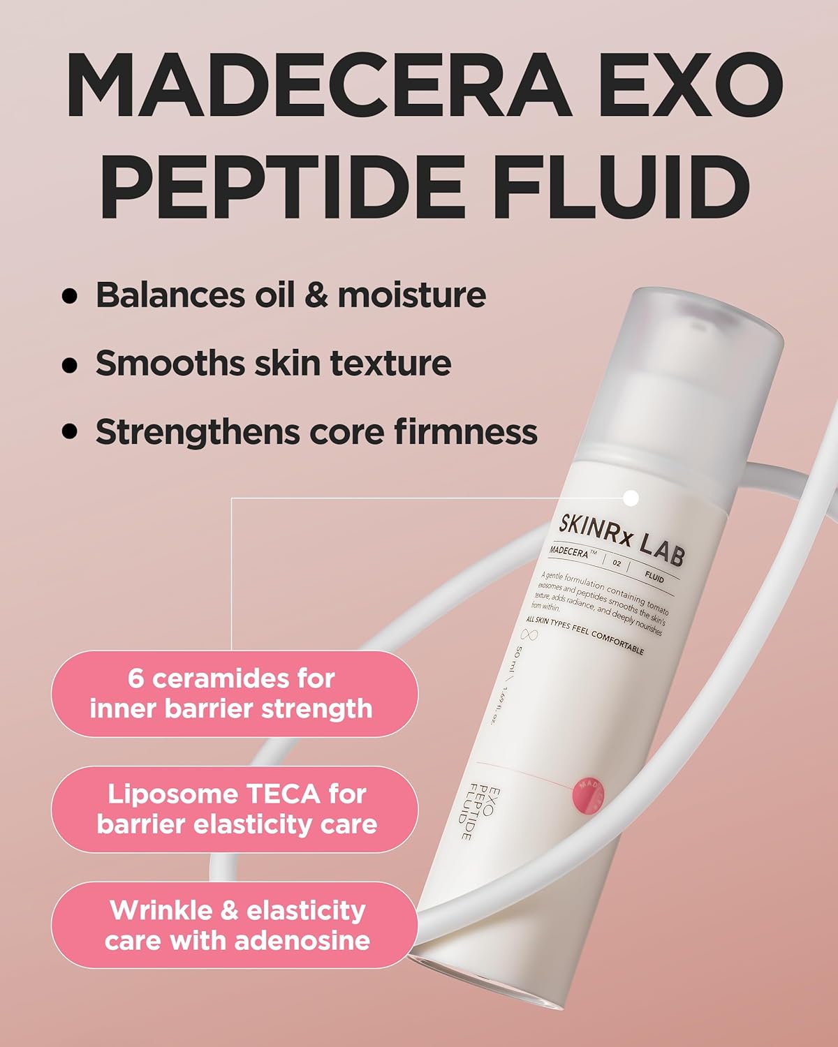SKINRxLAB MadeCera Exo Peptide Fluid - Korean Anti-Aging Face Lotion with Ceramides, Peptides for Firming, Hydrating, Smoothing - Elasticity Boosting & Radiant Skin Complexion, 1.69 fl.oz. - Image 2