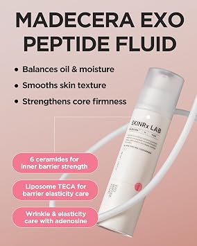 SKINRxLAB MadeCera Exo Peptide Fluid - Korean Anti-Aging Face Lotion with Ceramides, Peptides for Firming, Hydrating, Smoothing - Elasticity Boosting & Radiant Skin Complexion, 1.69 fl.oz.