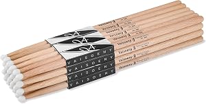 5A Drumsticks, Nylon Tip Drum Sticks Set for Acoustic Drums or Electronic Drums, Oval Nylon Tip Oak Drumsticks for Drummers and beginners (12 Pair)
