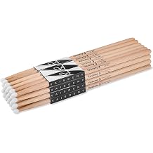 Drum Sticks, Oak 5A Drumsticks with Teardrop Nylon Tip, 12 Pairs | Dense Oak Drumsticks for Drums. Balanced Drum Sticks 5A Size with Chip-Resistant Nylon Tip for Cutting Tone & Effortless Play