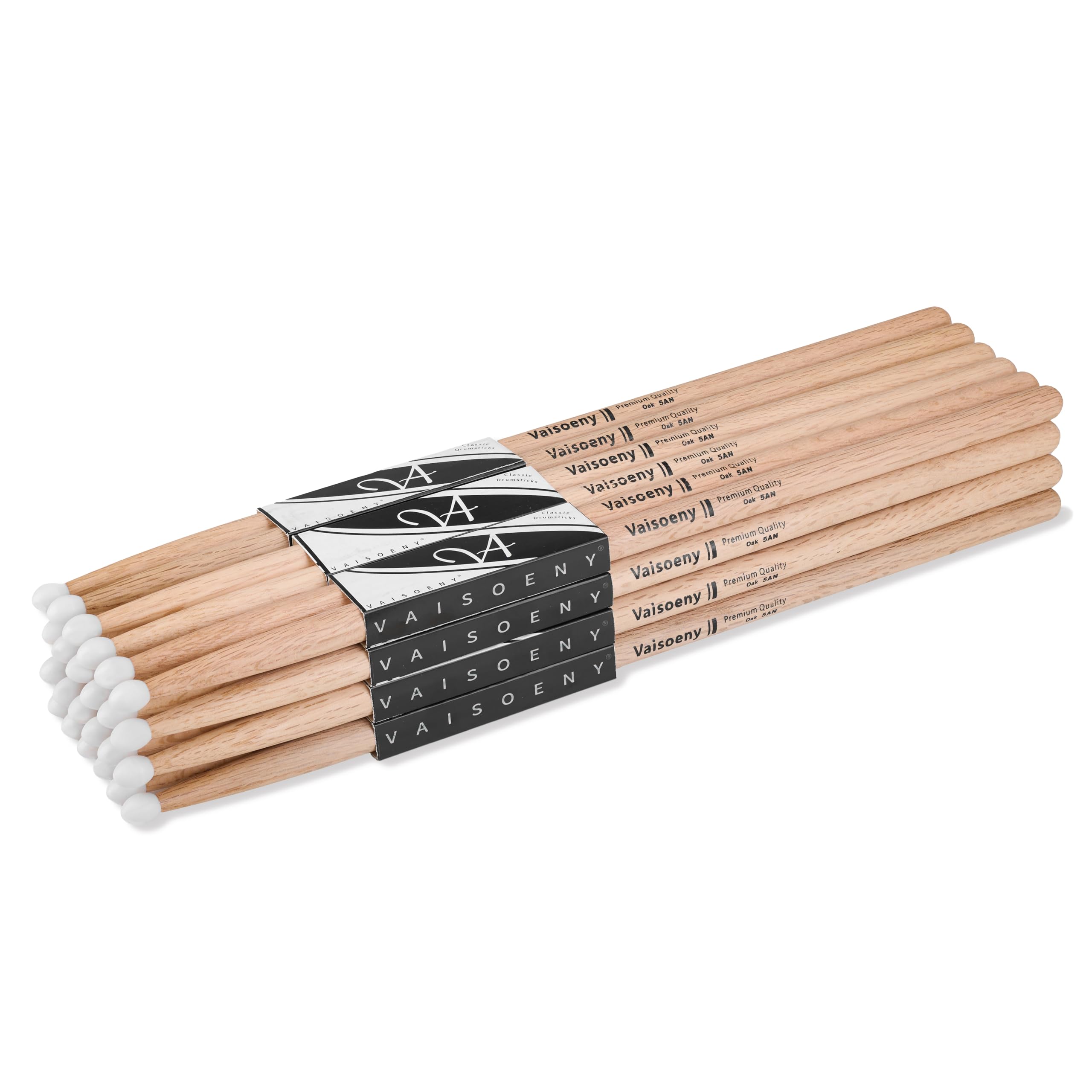 5a Drumsticks, Nylon Tip Drumsticks Set für Akustische Drums oder Elektronische Drums, Oval Nylon Tip Oak Drumsticks für Drummer und Anfänger (12 Paar)