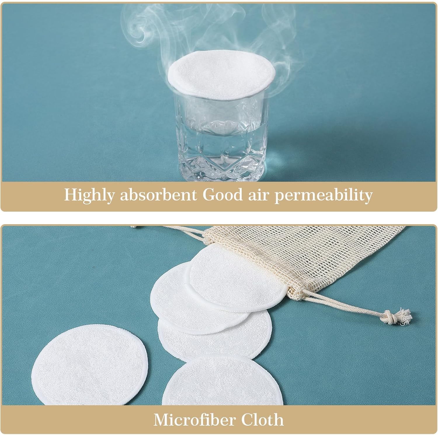 10 PCS Reusable Cotton Pads, Washable Makeup Remover Pads with Mesh Laundry Bag Cotton Rounds Soft for Facial Cleansing Skincare