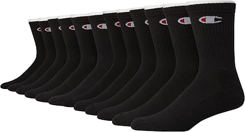 Champion mens Double Dry Moisture Wicking Crew Socks 6, 8, 12 Packs Availabe