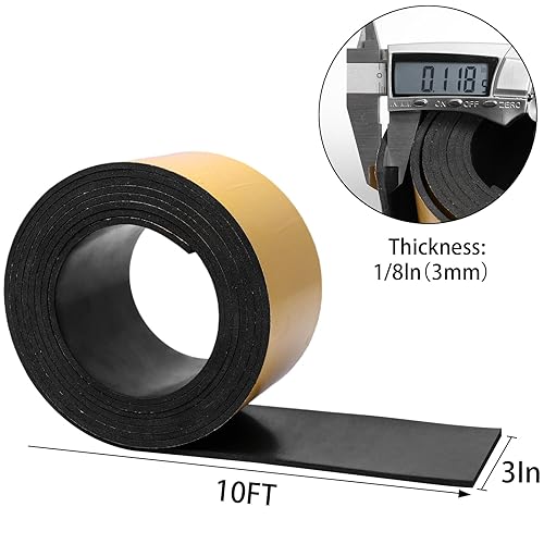 Miniatura 41 de DGSL Hoja de goma de neopreno autoadhesiva, 1 pulgada de ancho x 1/8 pulgadas de alto x 10 pies de largo, hojas de goma sólida, rollos y tiras