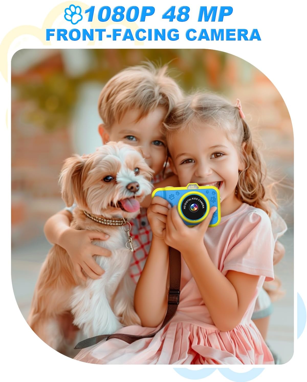 Kids Camera, 1080P 48MP Front Selfie Toddler Camera, 3.5 inch Big Screen Toy Camera, 10X Zoom in Chritmas Birthday Gift Cameras for Kids Boys Girl Age 2 3 4 5 6 7 8 9 10 11 12, Blue