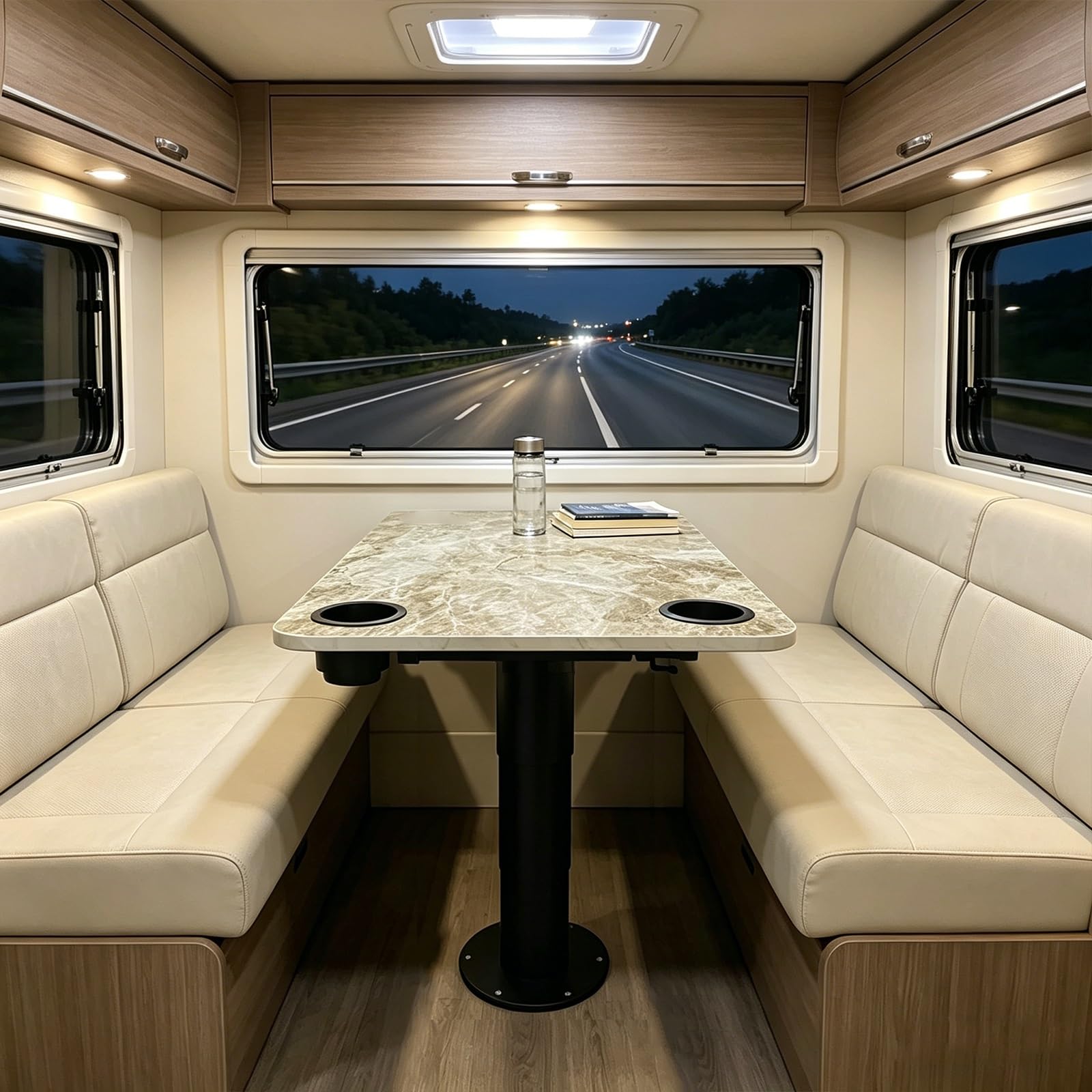 Tavolo Camper, Tavolo Barca Con Sollevamento Pneumatico, Piano In Legno Massello 40x80cm, Altezza 35-73cm