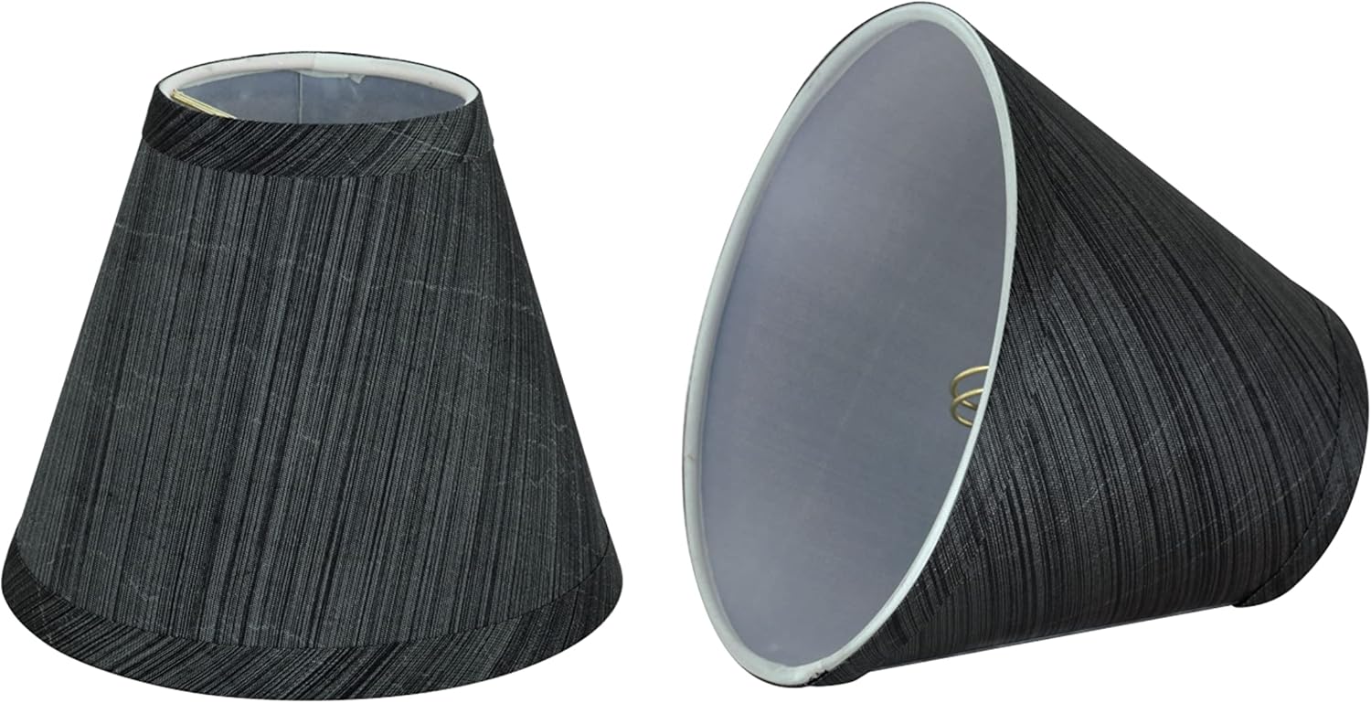 Aspen Creative 32105-2A, Hardback Empire Clip-On Chandelier Lamp Shade, Grey and Black, 3" Top x 6" Bottom x 5" Slant Height, Set of 2