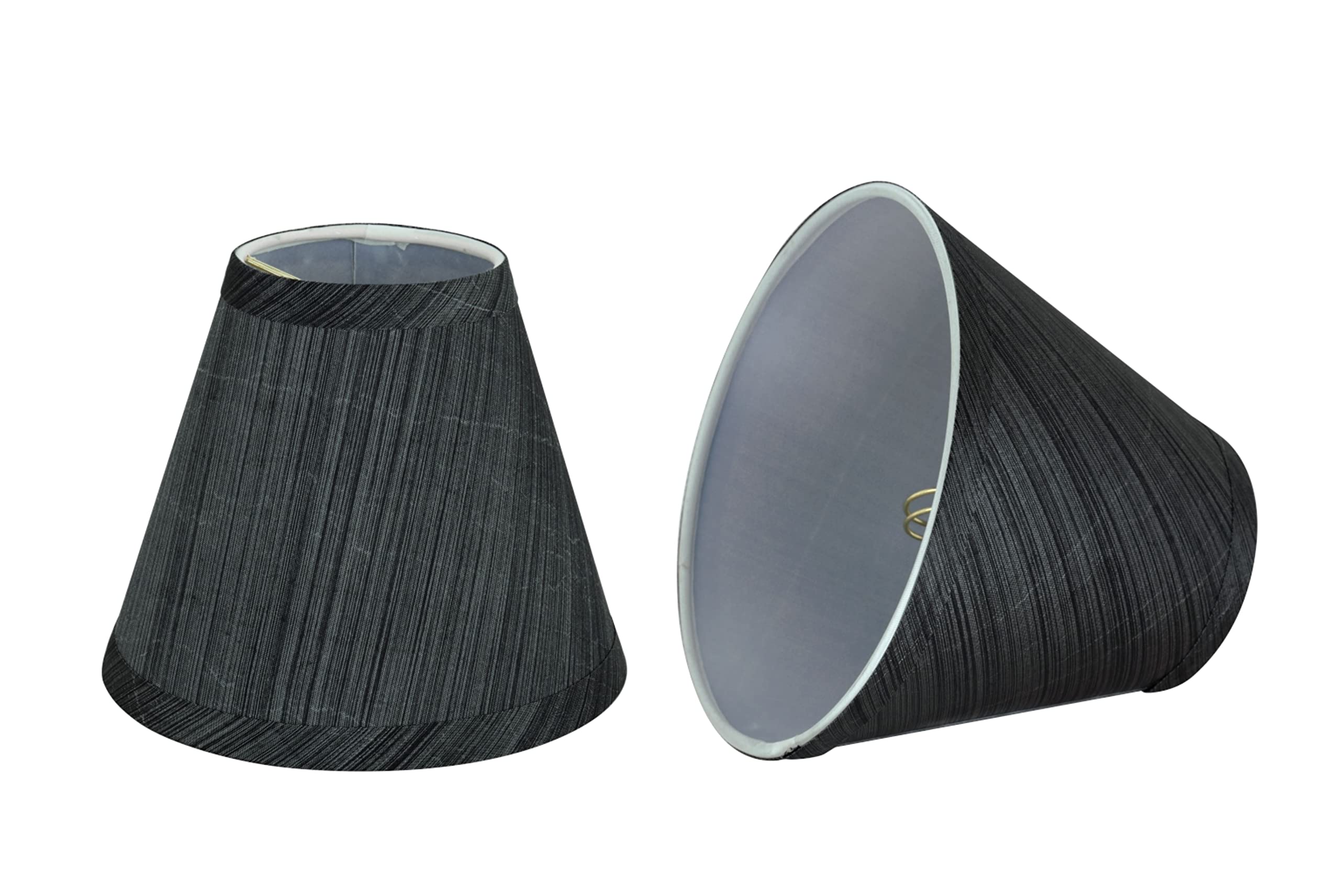Aspen Creative 32105-2A, Hardback Empire Clip-On Chandelier Lamp Shade, Grey and Black, 3" Top x 6" Bottom x 5" Slant Height, Set of 2