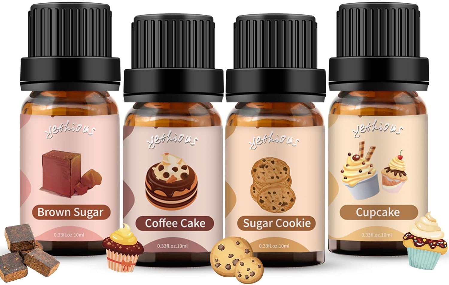 yethious 4 Pack Fragrance Oil Cupcake Scented Oils for
