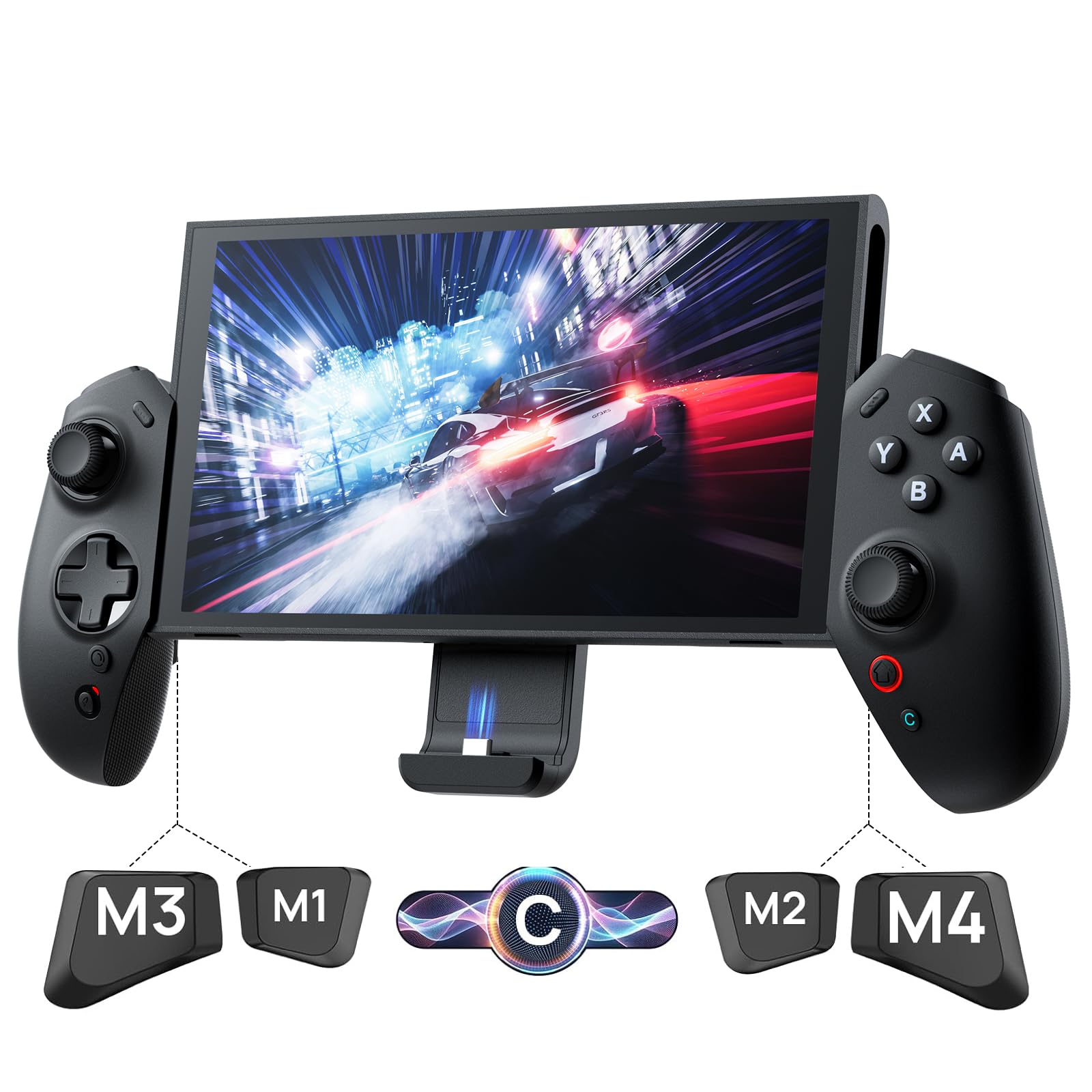 ECHTPower Controller per Switch 2, Gamepad Wireless con Pulsante C, Giroscopio a 9 Assi, Hall Joystick, Senza Deriva, Vibrazione, Turbo, Macro e Pulsanti Posteriori Programmabili, Ergonomico